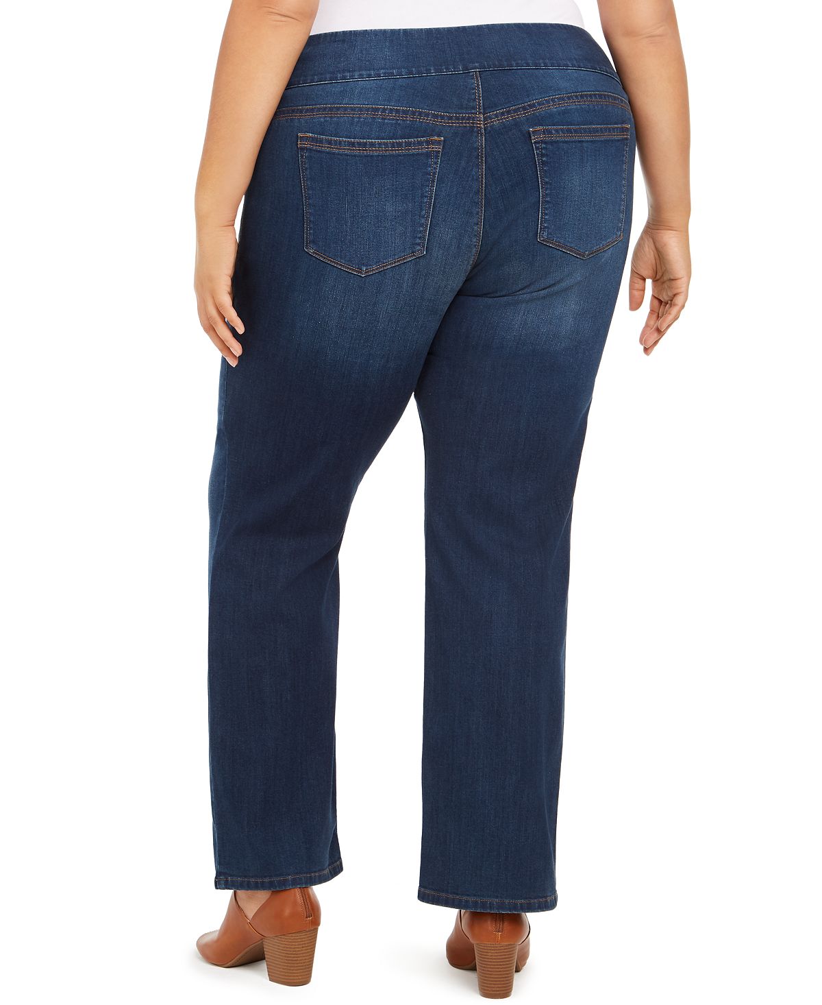Style & Co Women's Ella Tummy Control Straight Leg Jeans Blue Size 22W