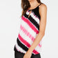 INC International Concepts Women's Embellished Tie Dye Sleeveless Top Black Size Medium