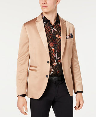 INC International Concepts Men's Slim Fit Stretch Satin Blazer Brown Size X-Large