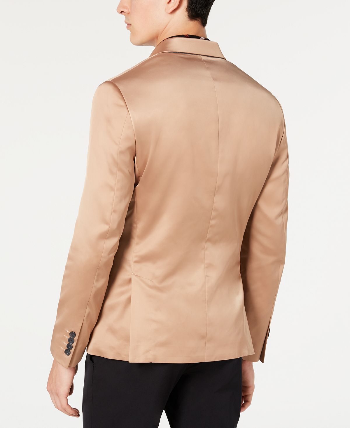 INC International Concepts Men's Slim Fit Stretch Satin Blazer Brown Size X-Large