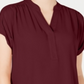 Charter Club Women's Split Neck Short Sleeve Top Red Size Petite
