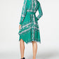 Charter Club Women's Printed Handkerchief-Hem Shirtdress Green Size Petite Medium