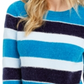 Maison Jules Women's Striped Metallic Chenille Sweater Blue Size X-Large