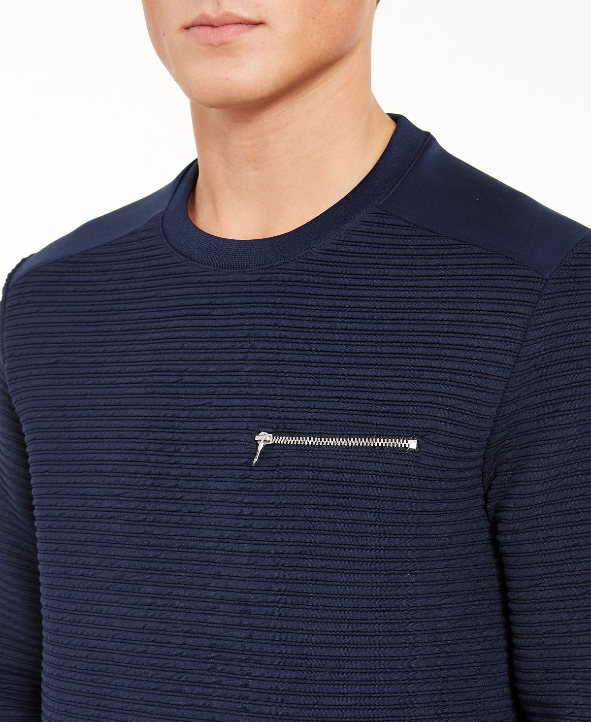 INC International Concepts Men's Ozzy Zip Pocket Sweatshirt Blue Size X-Large