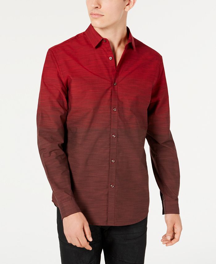 INC International Concepts Men's Heathered Ombre Shirt Red Size Medium
