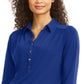 Charter Club Women's Knit Polo Shirt Blue Size XX-Large