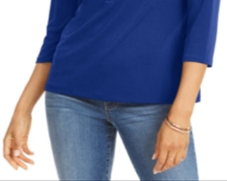 Charter Club Women's Knit Polo Shirt Blue Size XX-Large