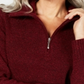 Karen Scott Women's Wing Collar Zip Neck Sweater Red Size X-Small