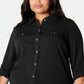 Charter Club Women's Button Front Shirt Black Size 3X