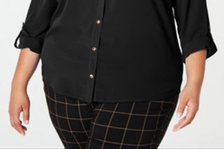 Charter Club Women's Button Front Shirt Black Size 3X
