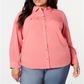 Charter Club Women's Plus Button Front Shirt Pink Size 4X
