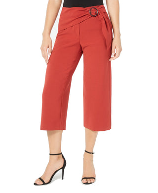 Alfani Women's Deep Dress Culotte Tie Waist Stretch Pants Red Size 4