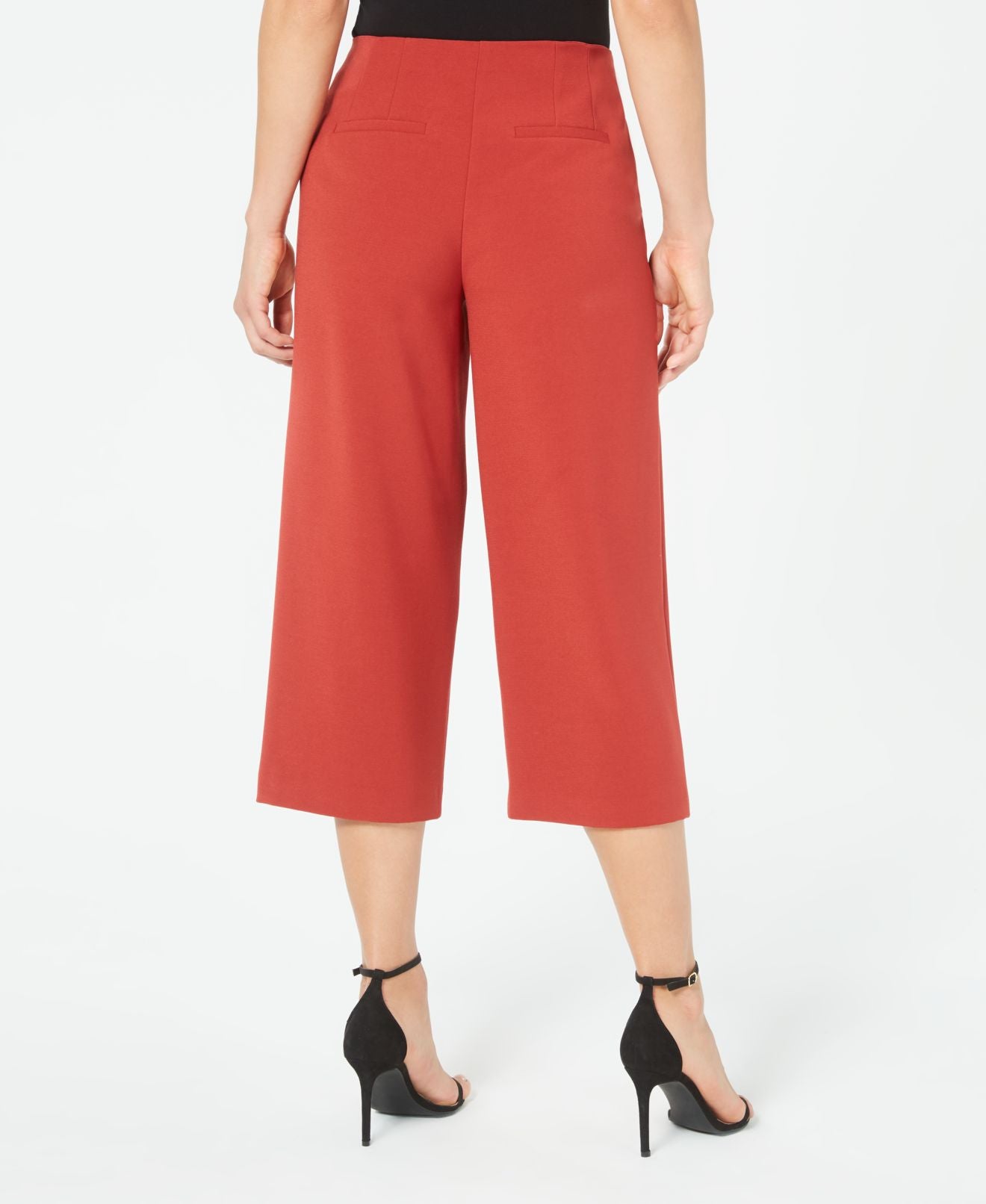 Alfani Women's Deep Dress Culotte Tie Waist Stretch Pants Red Size 4