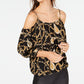 INC International Concepts Women's Cold Shoulder Patterned Spaghetti Strap Top Black Size X-Large