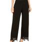 Alfani Women's Pull on Lace Trim Palazzo Pants Black Size Medium