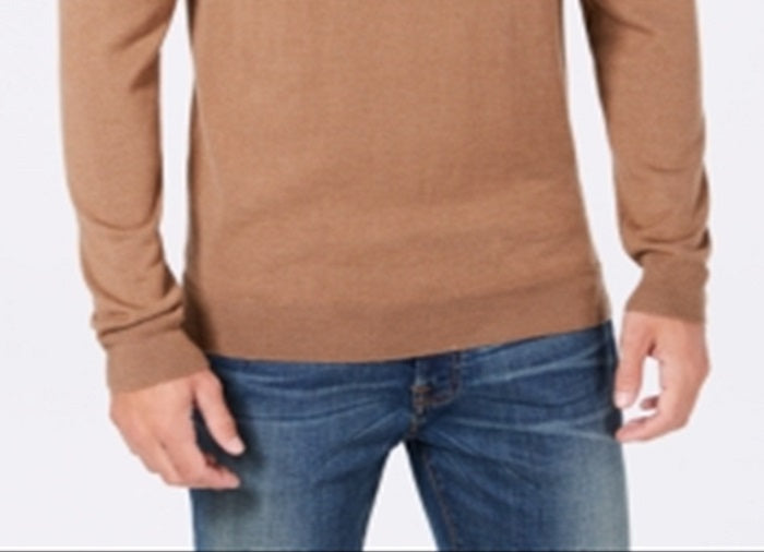 Club Room Men's Quarter Zip Wool Pullover Sweater Brown Size Large