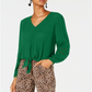 INC International Concepts Women'sTie Front Top Green Size Medium