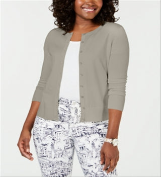 Charter Club Women's Long Sleeve Button Front Cardigan Brown Size Medium