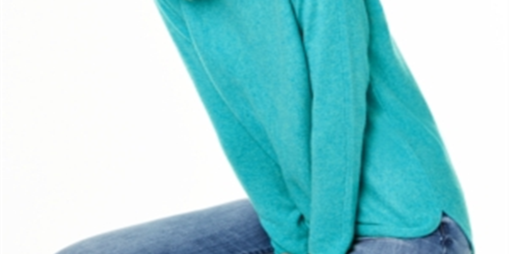 Charter Club Women's Pure Cashmere Long Sleeve Shirttail Sweater Blue Size X-Large