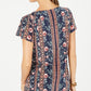 Style & Co Women's Floral Print Top Black Size Petite