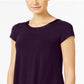 Alfani Women's Satin Trim High Low T-Shirt Purple Size XX-Large