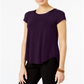 Alfani Women's Satin Trim High Low T-Shirt Purple Size XX-Large