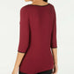 Alfani Women's Piped 3/4 Sleeve T-Shirt Wine Size XX-Large