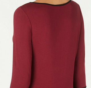 Alfani Women's Piped 3/4 Sleeve T-Shirt Wine Size XX-Large