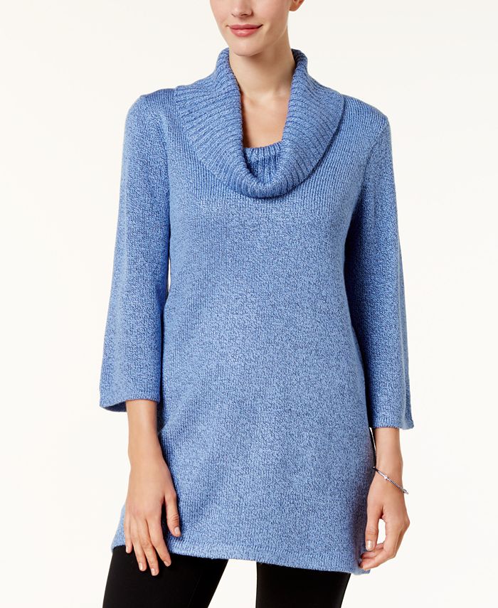 Karen Scott Women's Cowlneck Tunic Blue Size Medium