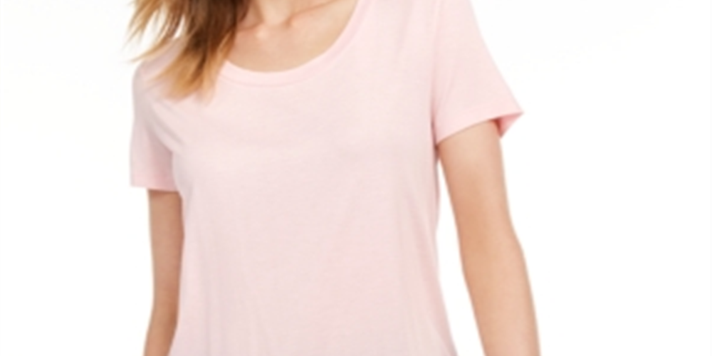 Maison Jules Women's Scoop Neck T-Shirt Pink Size Large