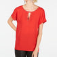 INC International Concepts Women's Keyhole Stud Knit Top Red Size Large