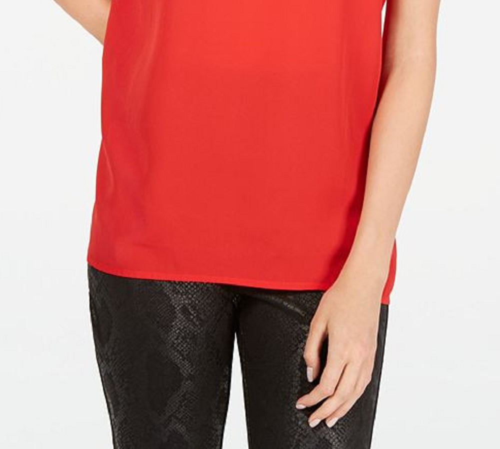 INC International Concepts Women's Keyhole Stud Knit Top Red Size Large