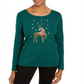 Karen Scott Women's Rhinestone Reindeer Holiday Shirt Green Size X-Small