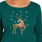 Karen Scott Women's Rhinestone Reindeer Holiday Shirt Green Size X-Small