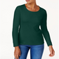 Karen Scott Women's Cotton Scoop Neck Top Green Size X-Large