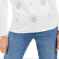 Karen Scott Women's Embellished Snowflake Top White Size Large