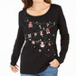 Karen Scott Women's Embellished Cotton Top Black Size X-Small