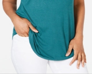 JM Collection Women's Scoop Neck Top Green Size X-Small