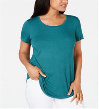 JM Collection Women's Scoop Neck Top Green Size X-Small