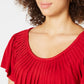 Style & Co Women's Flutter Sleeve Pintucked Top Red Size Petite