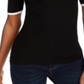 Maison Jules Women's Button Short Sleeve Collared Top Black Size Large