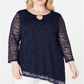 JM Collection Women's Plus Burnout Tunic Blue Size 2X