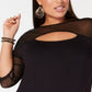 INC International Concepts Women's Plus Illusion Detail Top Black Size 1X