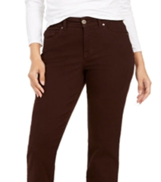 Style & Co Women's Curvy Fit Straight Leg Jeans Brown Size 16 S