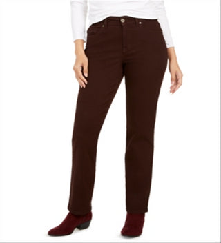 Style & Co Women's Curvy Fit Straight Leg Jeans Brown Size 16 S