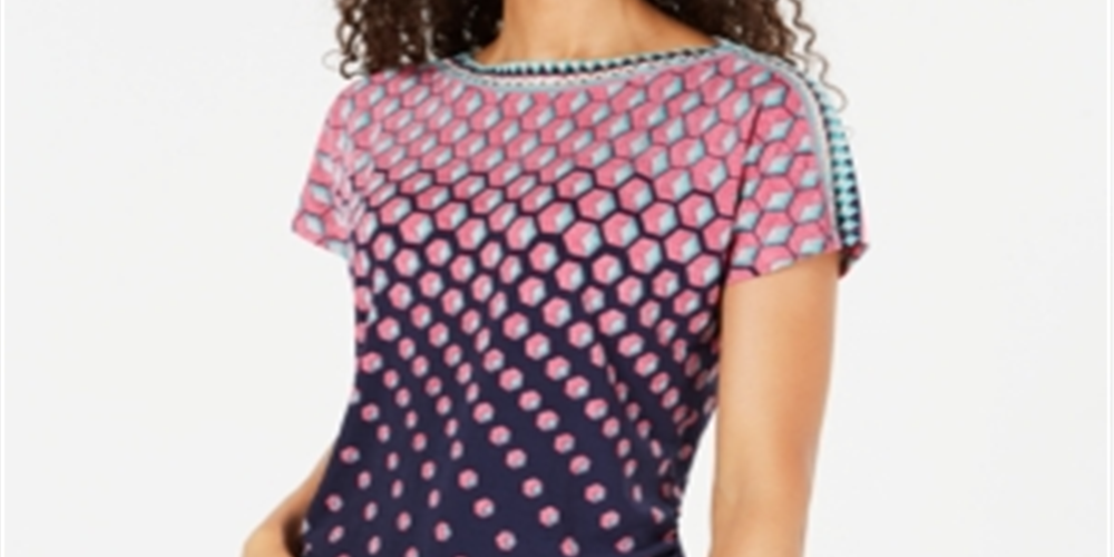 JM Collection Women's Printed Top Pink Size Small