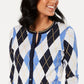 Charter Club Women's Argyle Knit Cardigan Blue Size X-Small