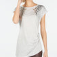 INC International Concepts Men's Ruched Animal Print Cap Sleeve Crew Neck T-Shirt Top Gray Size Small