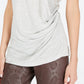 INC International Concepts Men's Ruched Animal Print Cap Sleeve Crew Neck T-Shirt Top Gray Size Small