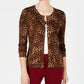 Charter Club Women's Printed Cardigan Brown Size Petite